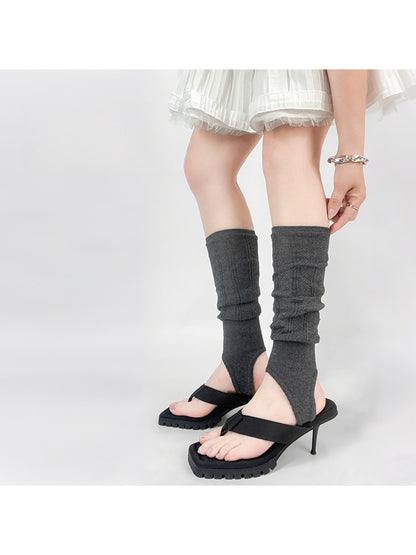 Cozyra - Hollow-Out Solid Knit Women's Leg Warmers