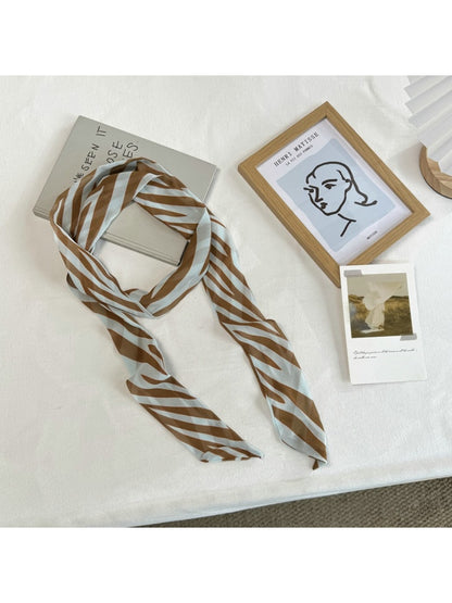 Scarvii - Muted Print Elegant Narrow Scarf