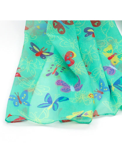 Scarvii - Green Butterfly Print Fashion Scarf