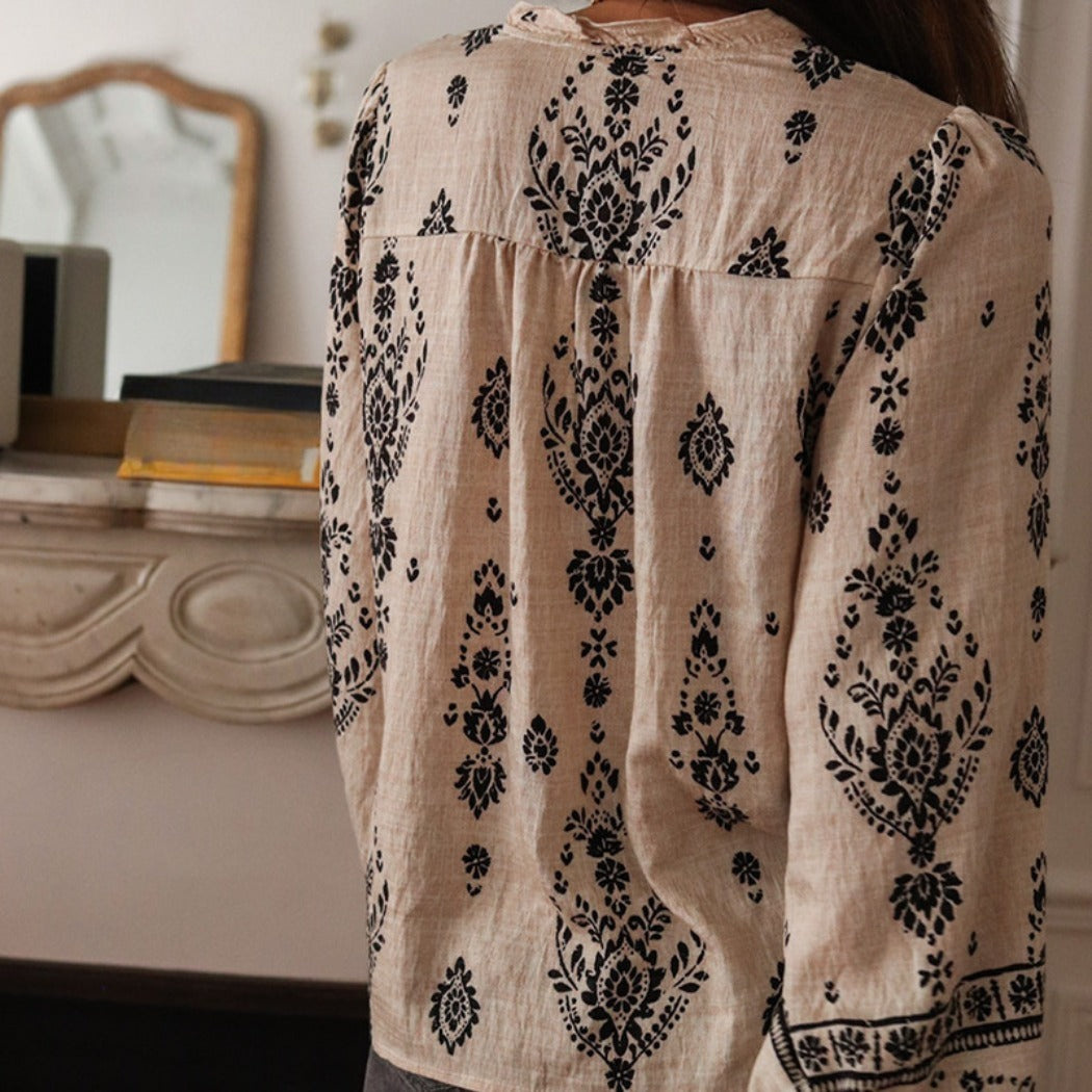 Crosa - Boho Elegant Floral Long Sleeves Blouse