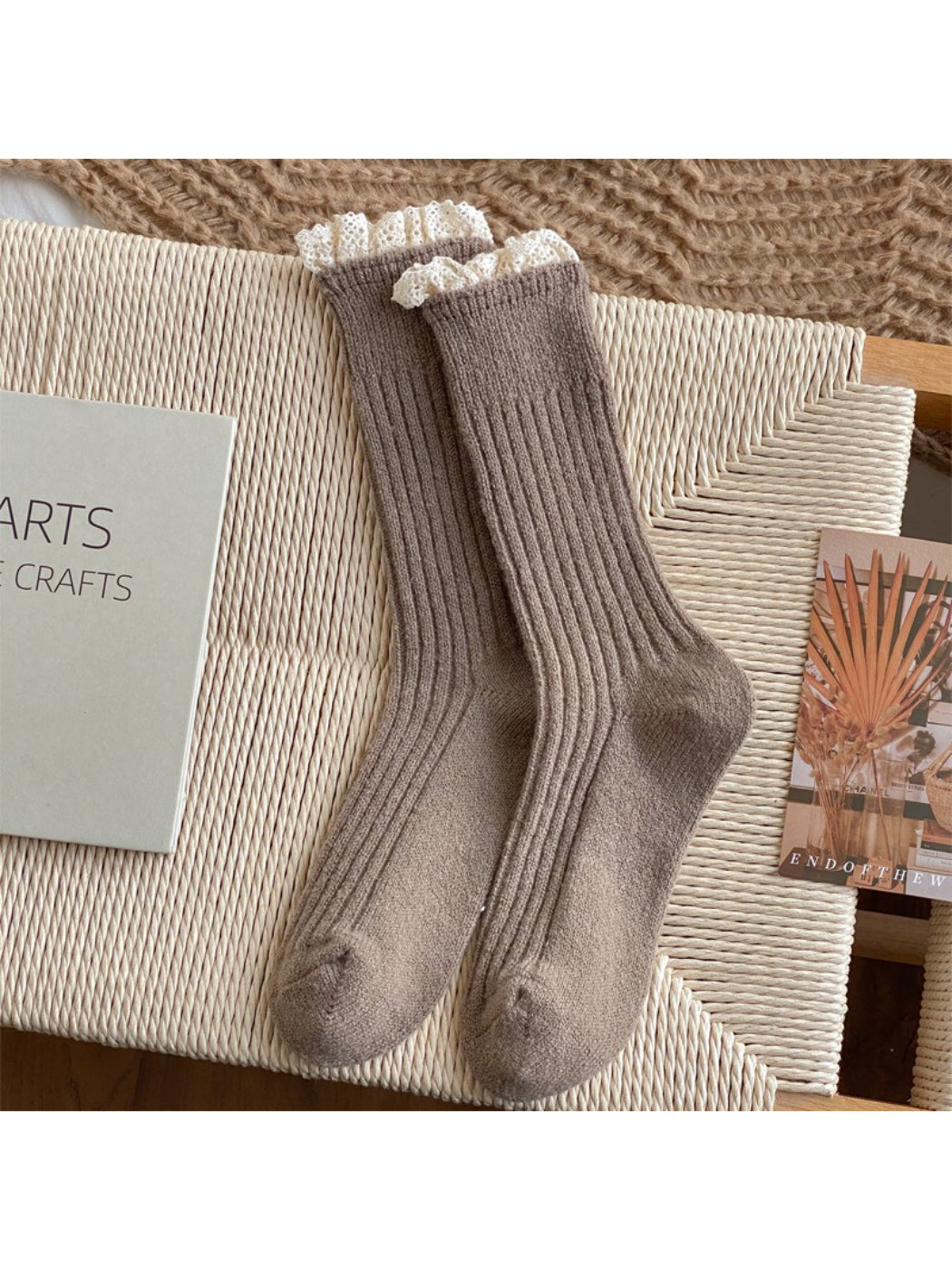 Rufia - Soft Ribbed Lace Edge Crew Socks product image 8