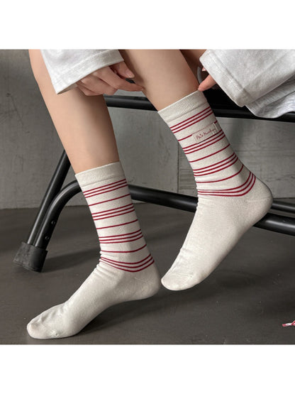 Rufia - Pinstripe Ribbed Crew Socks