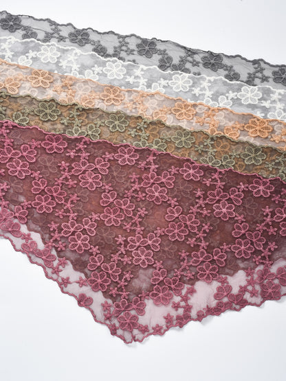 Scravii - Embroidered Lace Small Shawl Scarf