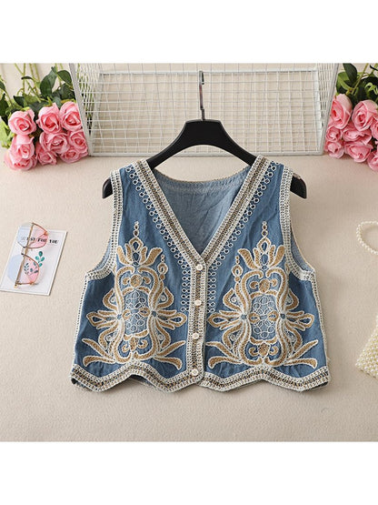 Crosa - Mixed Patterns Embroidered Vest