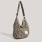 Cosbai - Large Capacity Single-shoulder Canvas Bag with Leopard Print