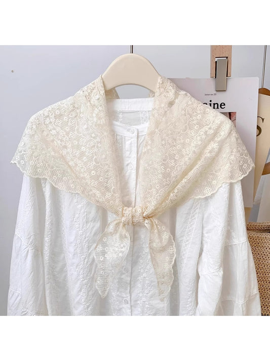 Scarvii - Beige Lace Style Triangle Scarf
