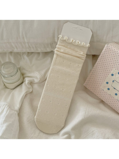 Rufia - Ruffle Cuff Hollow-Out Socks