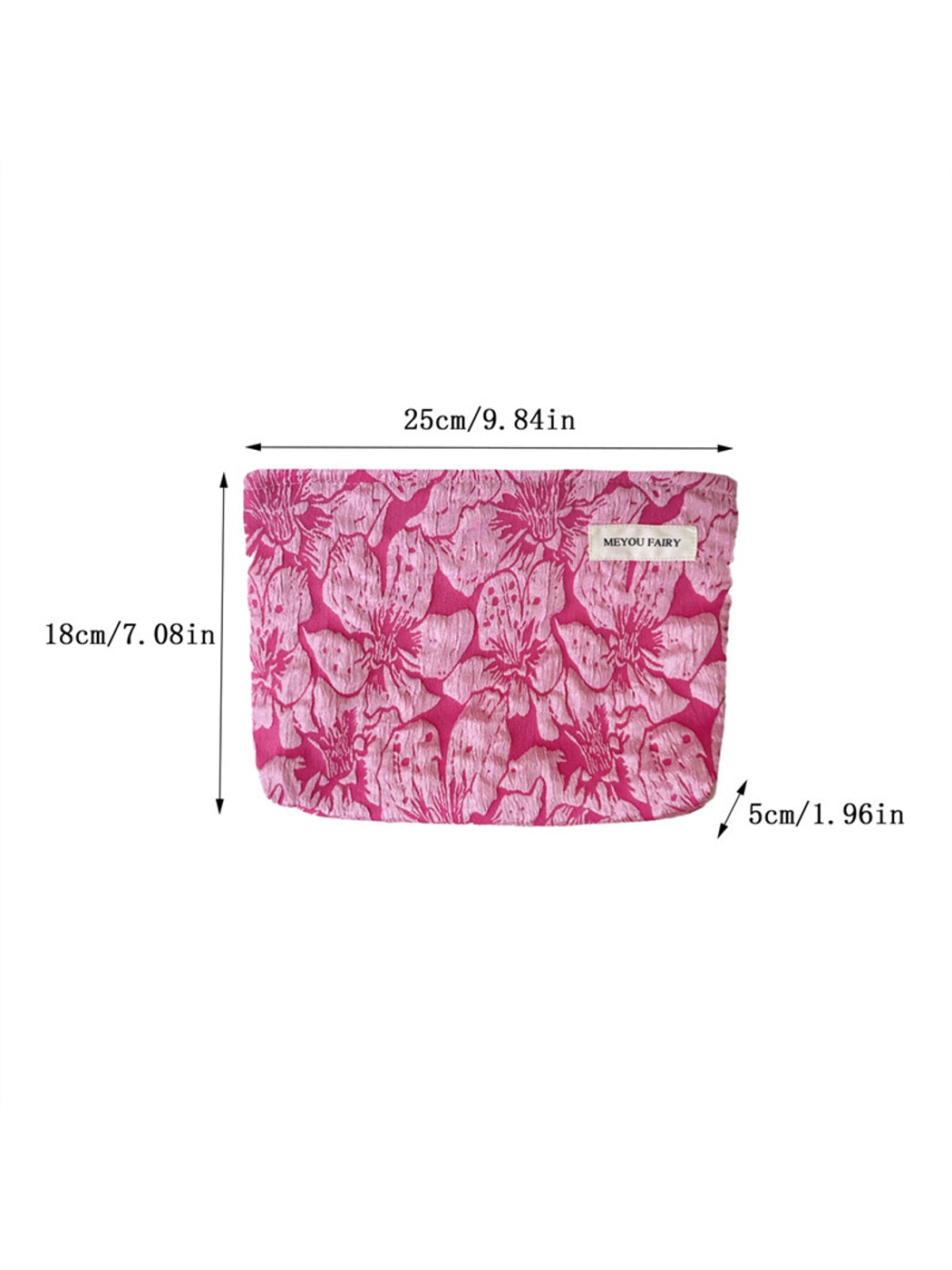 Cosbai - Floral Bow Zipper Cosmetic Organizer Bag