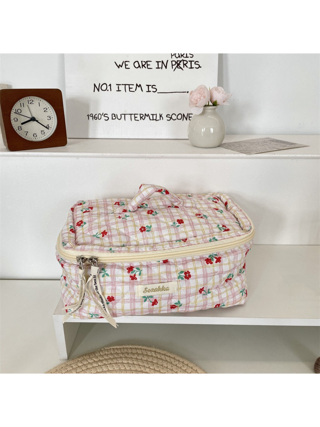 Cosbai - Quilted Travel Makeup Bag