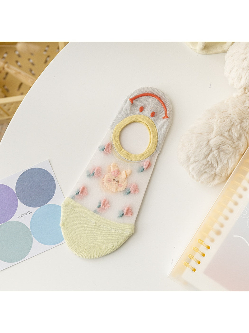 Rufia - Smiley Face Candy-colored No-Show Socks