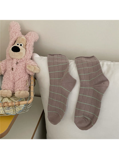 Rufia Stripe White Pastel Mid Calf Socks product image