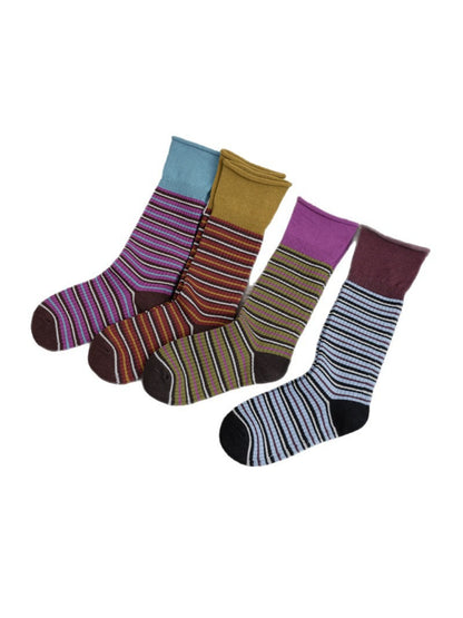 Rufia - Retro Colorblock Stripe Crew Socks