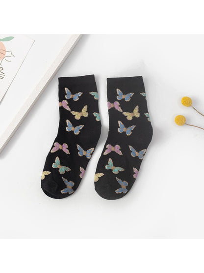 Rufia - Delicate Butterfly Motif Crew Socks