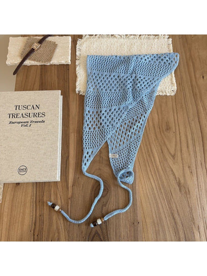 Scarvii - Solid Openwork Knit Triangle Scarf