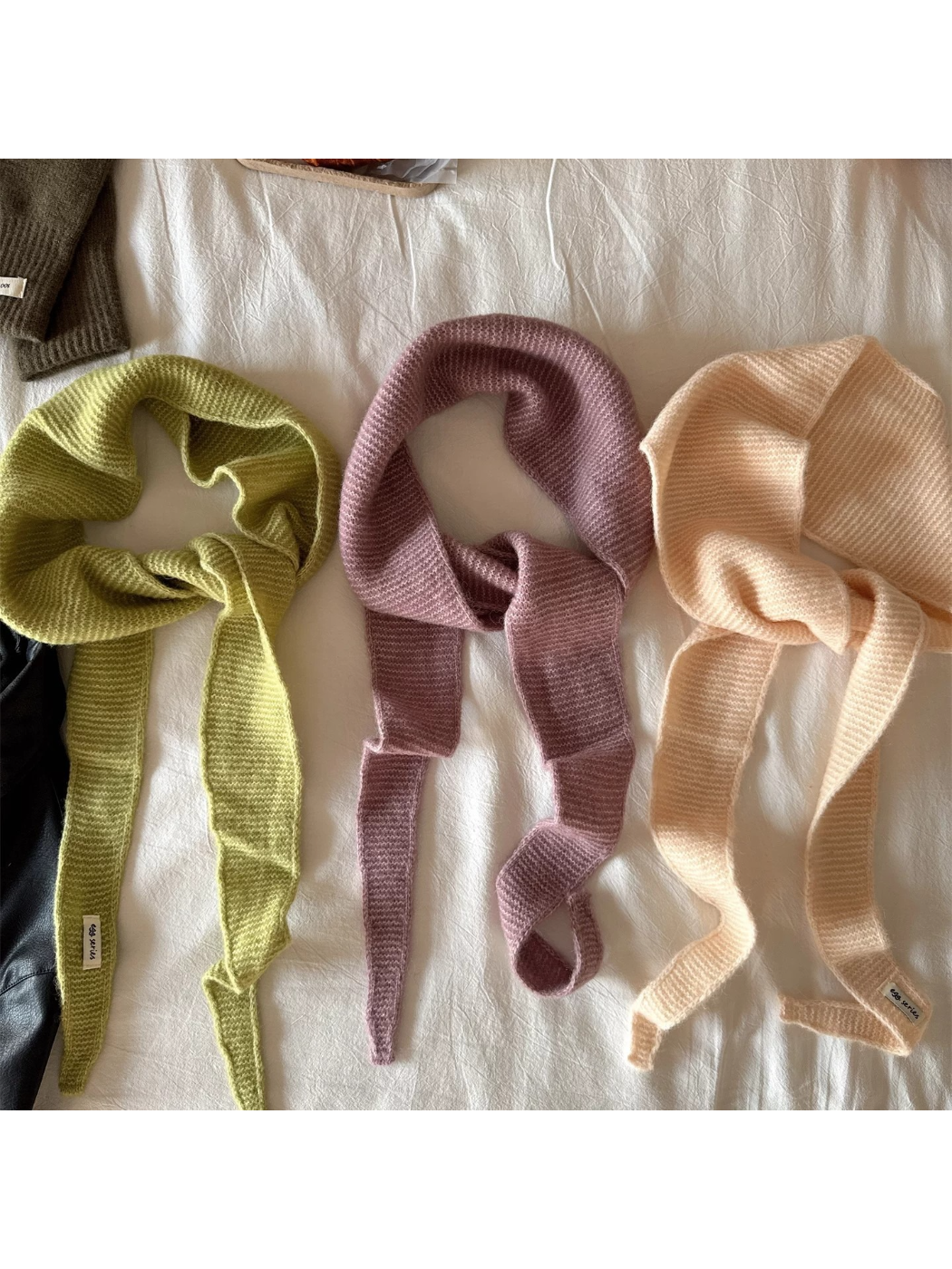 Scarvii - Textured Tapered Long Narrow Scarf