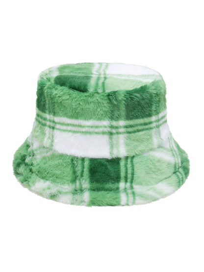 Haila Plaid Fuzzy Bucket Hat