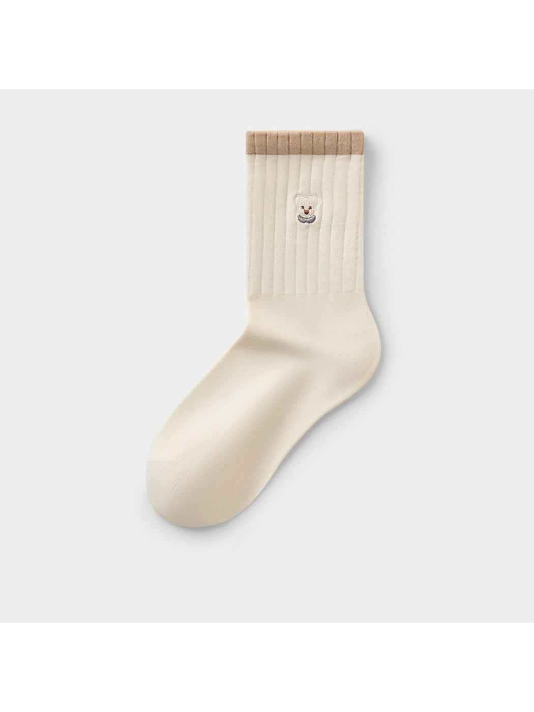 Rufia - Embroidered Bear Ribbed Crew Socks