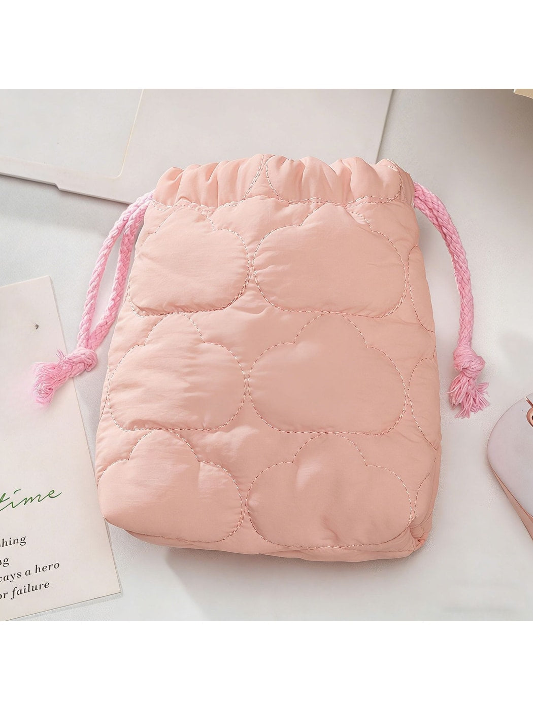 Cosbai - Quilted Drawstring Storage Pouch Bag