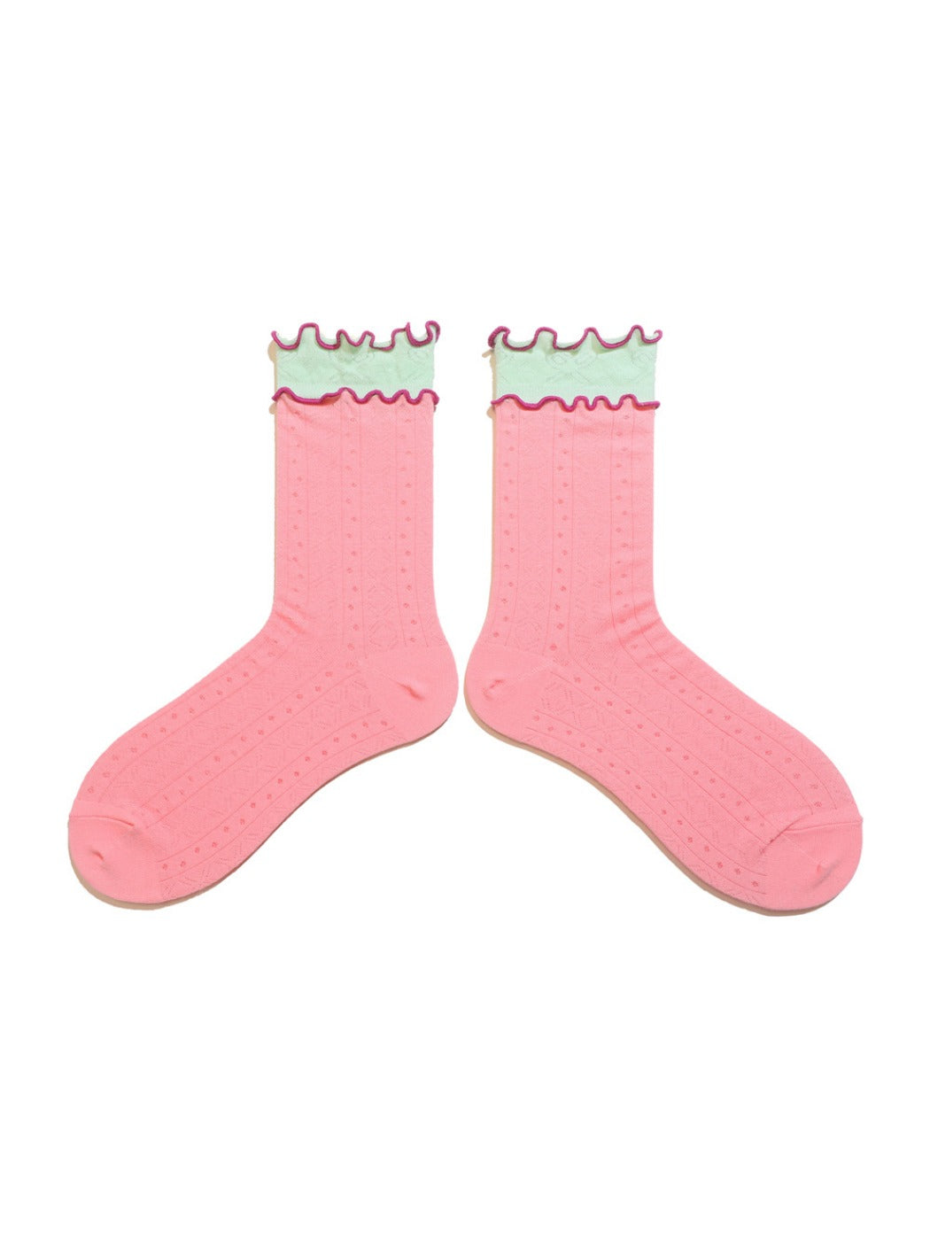 Rufia - Double-Layer Rainbow Colorblock Lace Ankle Socks