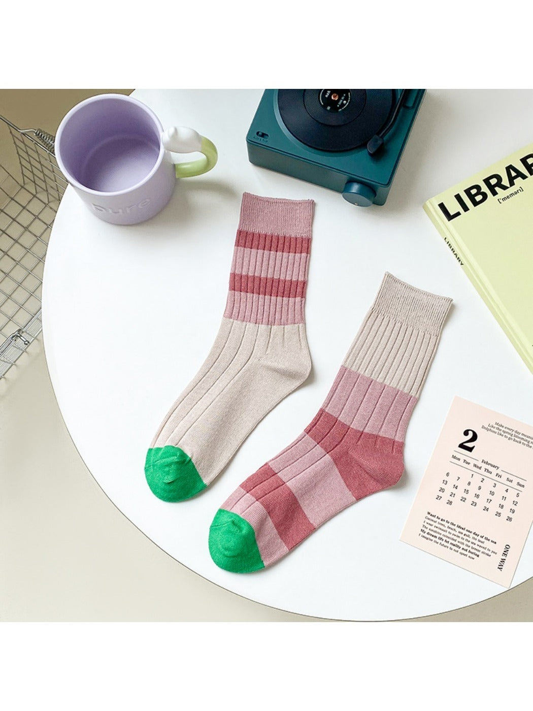 Rufia - Retro Stripe Crew Socks - Breathable & Stylish