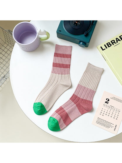 Rufia - Retro Stripe Crew Socks - Breathable & Stylish