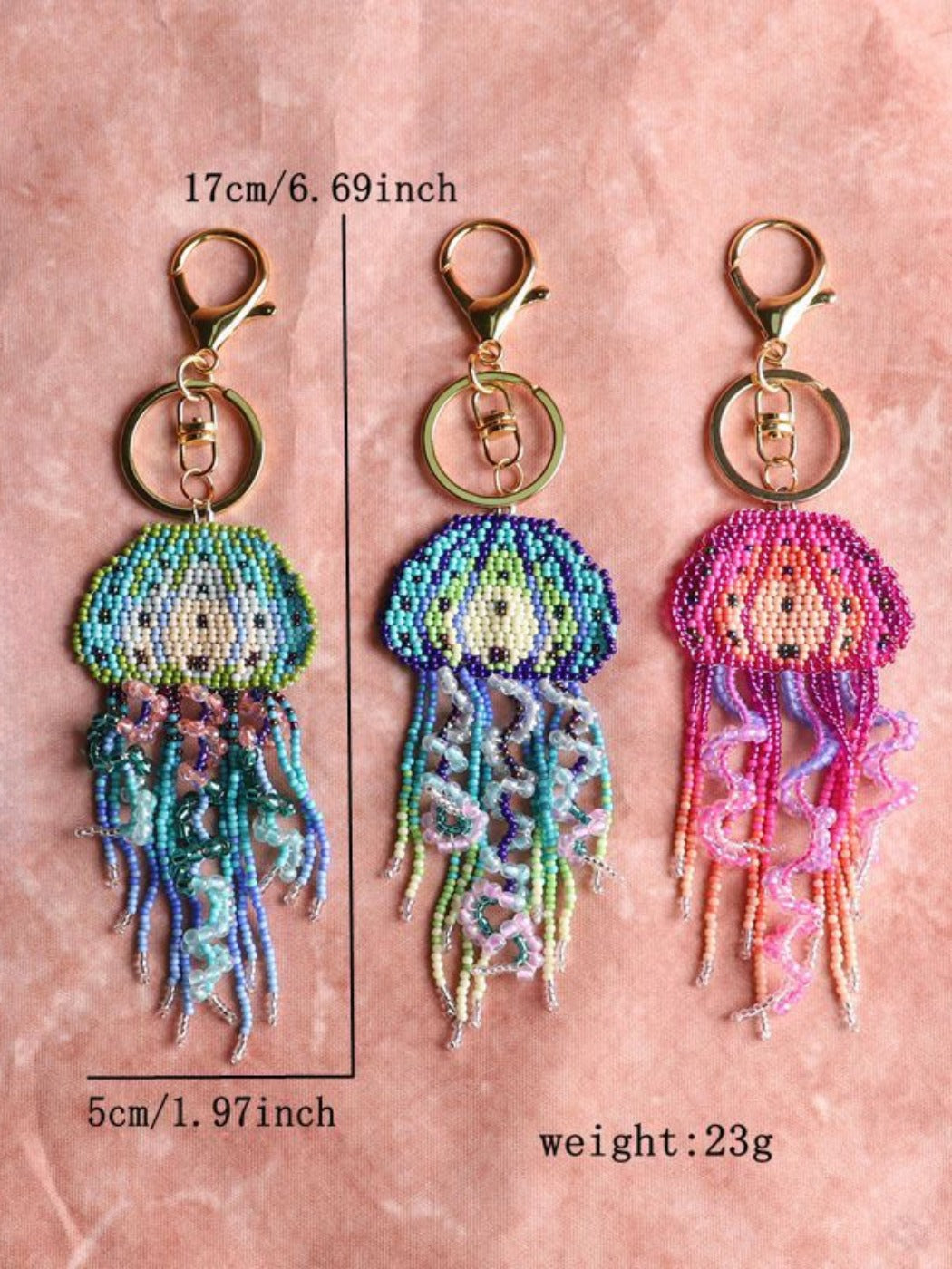 Koco Beaded Jellyfish Tassel Keychain Charm product shape