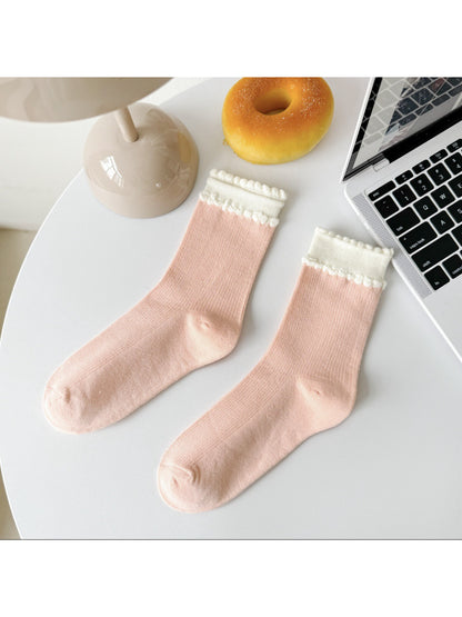 Rufia - Ruffle Cuff Ribbed Crew Socks product image 6
