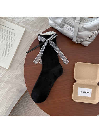 Rufia - Women's Frill Trim Bow Detail Crew Socks