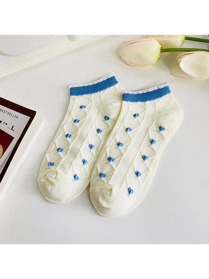 Rufia - Ruffle Cuff Floral Pattern Ankle Socks