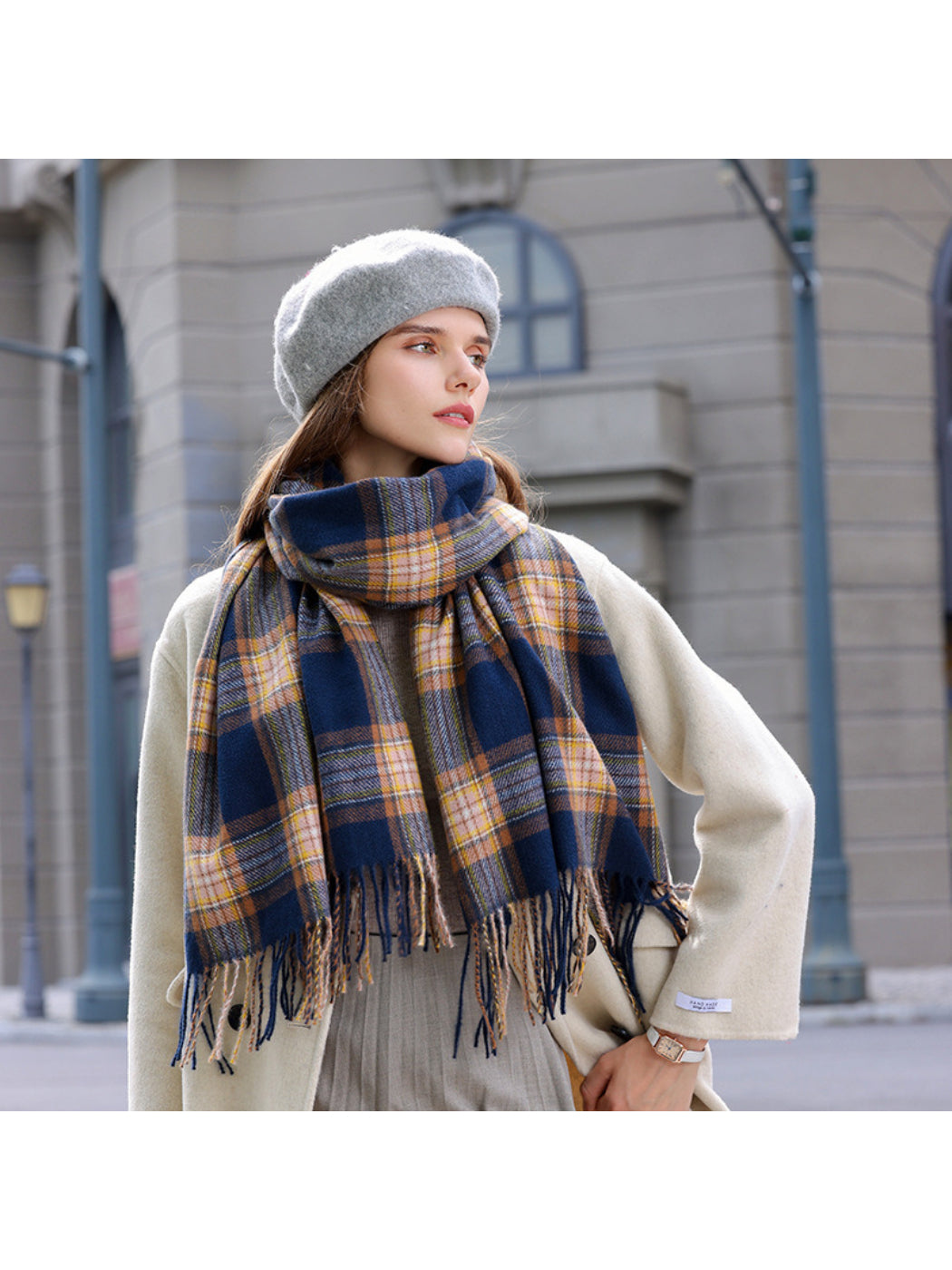 Scarvii - Classic Plaid Fringe Winter Scarf