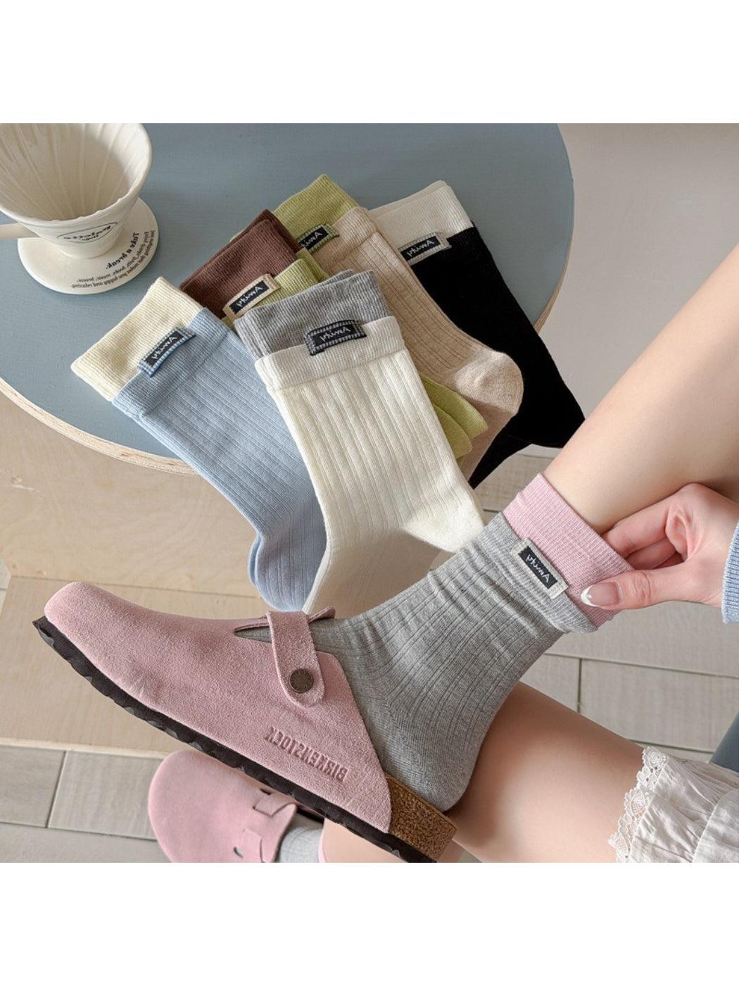 Rufia - Contrast Ribbed Crew Socks product image 1