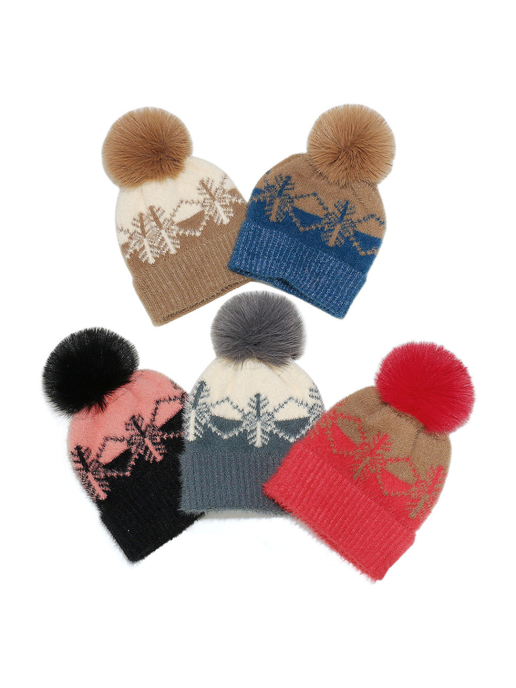 Haila Snowflake Knit Pom Pom Beanie