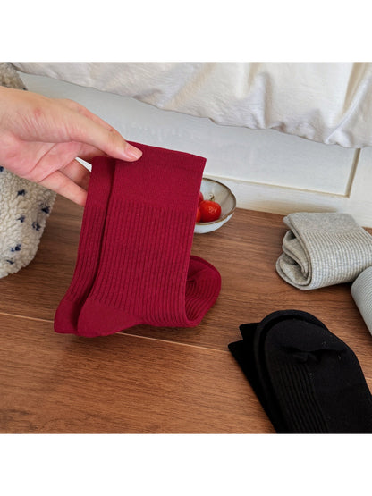 Rufia - Solid Ribbed Everyday Crew Socks
