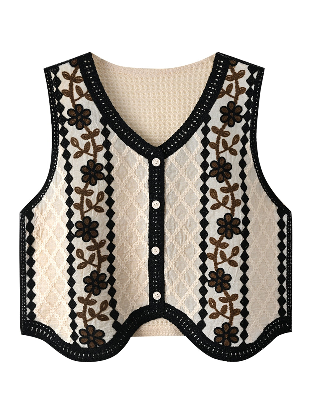 Crosa - Rustic Style V-Neck Button Front Knit Vest