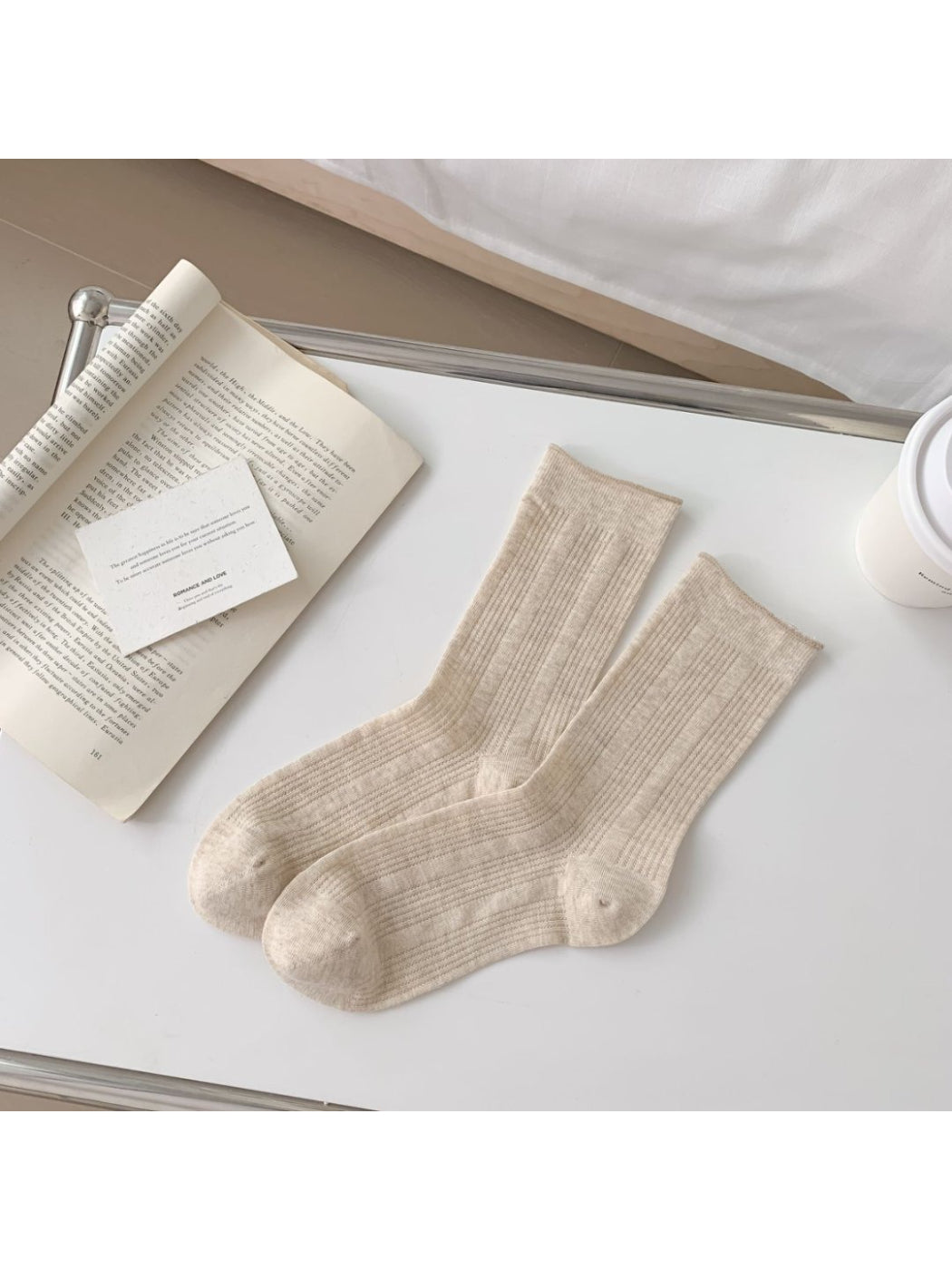 Rufia - Solid Colour Ribbed Crew Socks