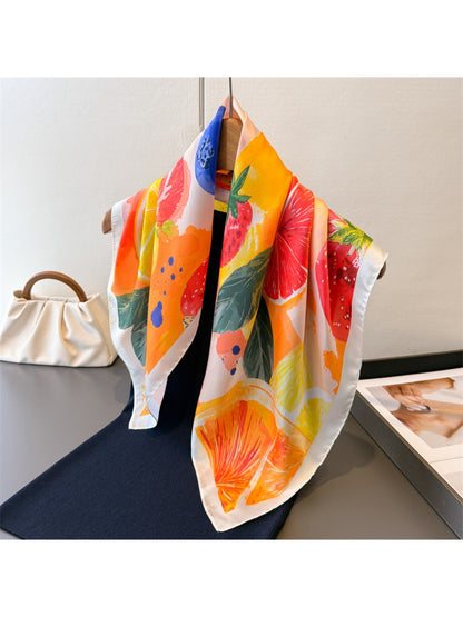 Scarvii Citrus Fruit Print Square Scarf
