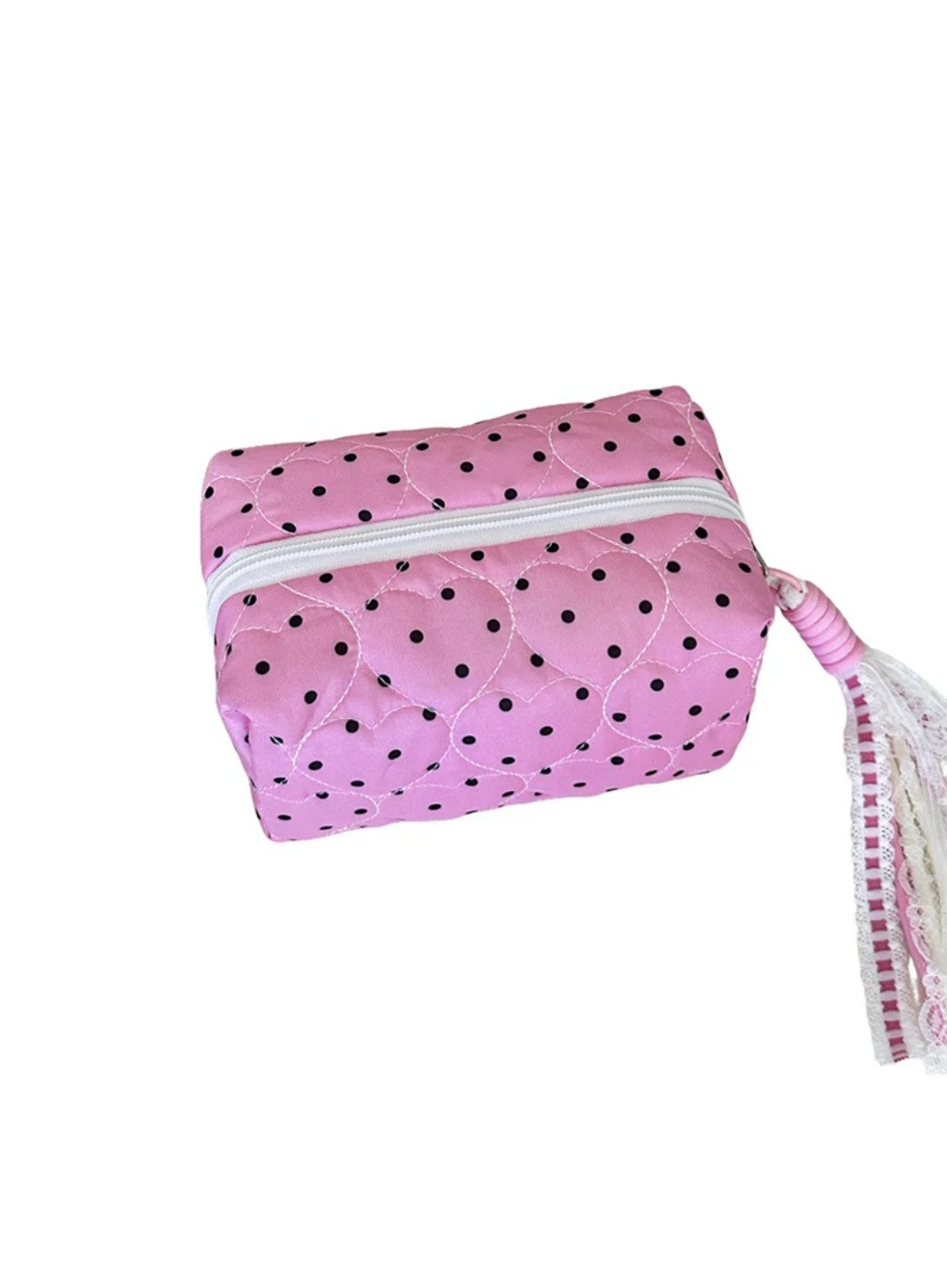 Cosbai - Polka Dot Heart-Quilted Makeup Bag