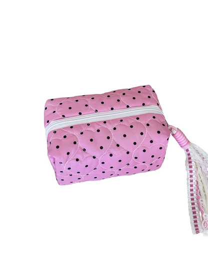 Cosbai - Polka Dot Heart-Quilted Makeup Bag