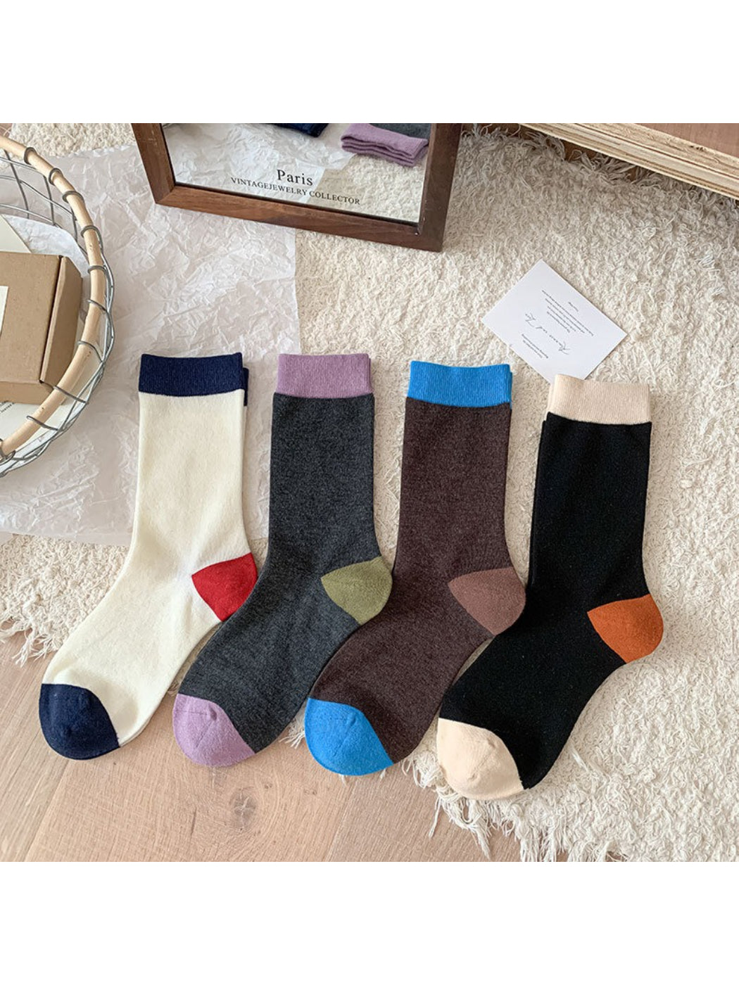 Rufia - Soft Contrast Color Crew Socks