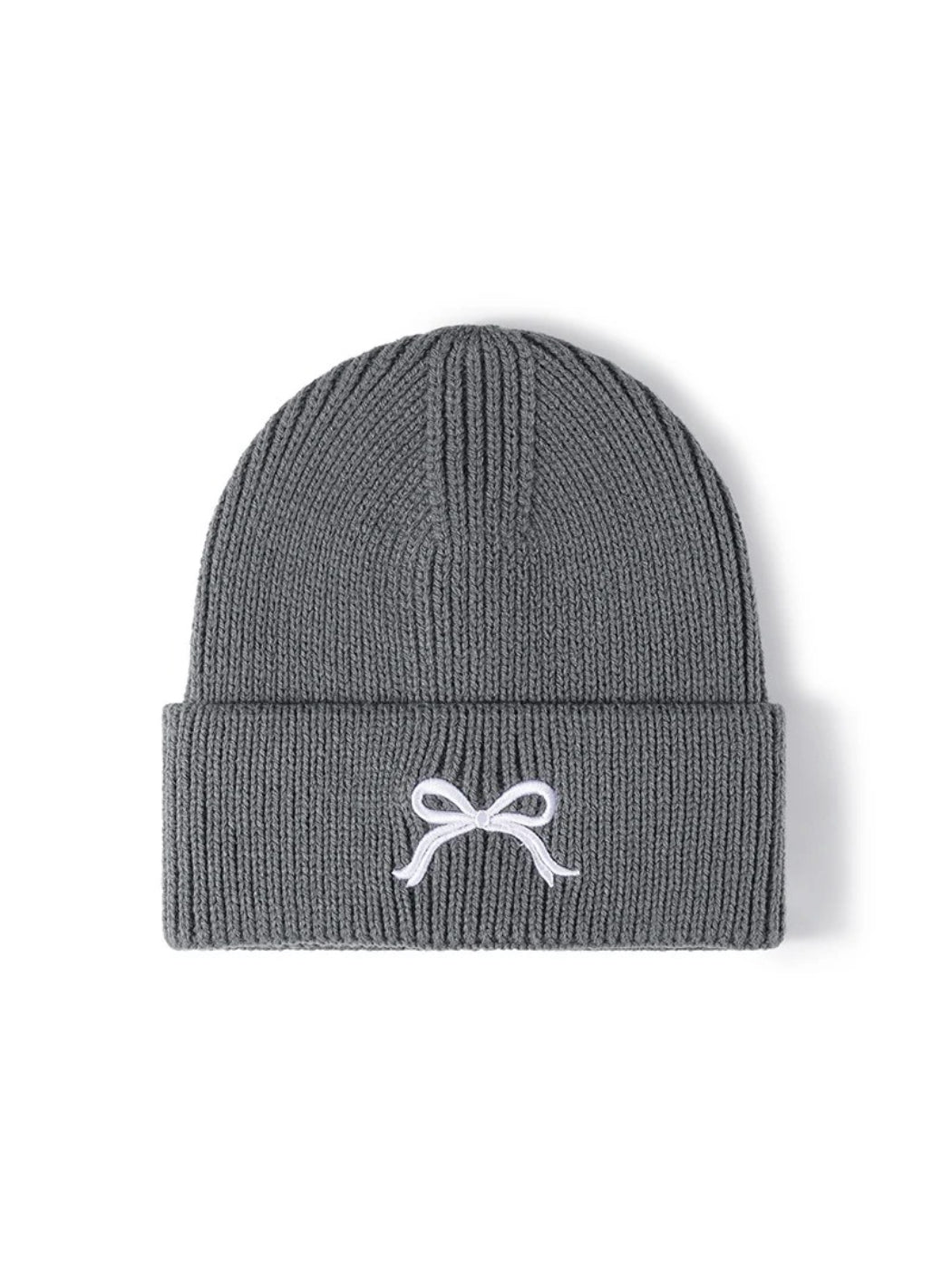 Haila - Bow Embroidered Cuffed Knit Beanie
