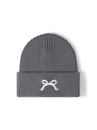Haila - Bow Embroidered Cuffed Knit Beanie