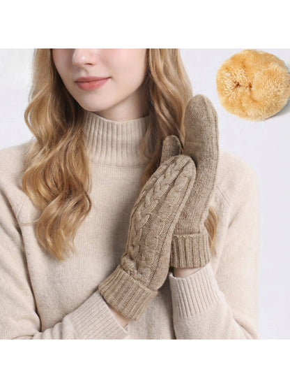 Gloving - Cable Knit Winter Mittens with Soft Lining