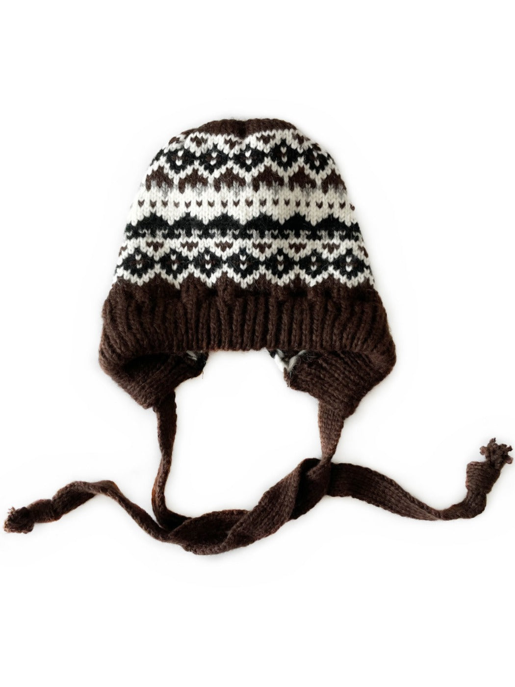 Haila - Bohemian Knitted Beanie with Earflaps & Tasseled Ties