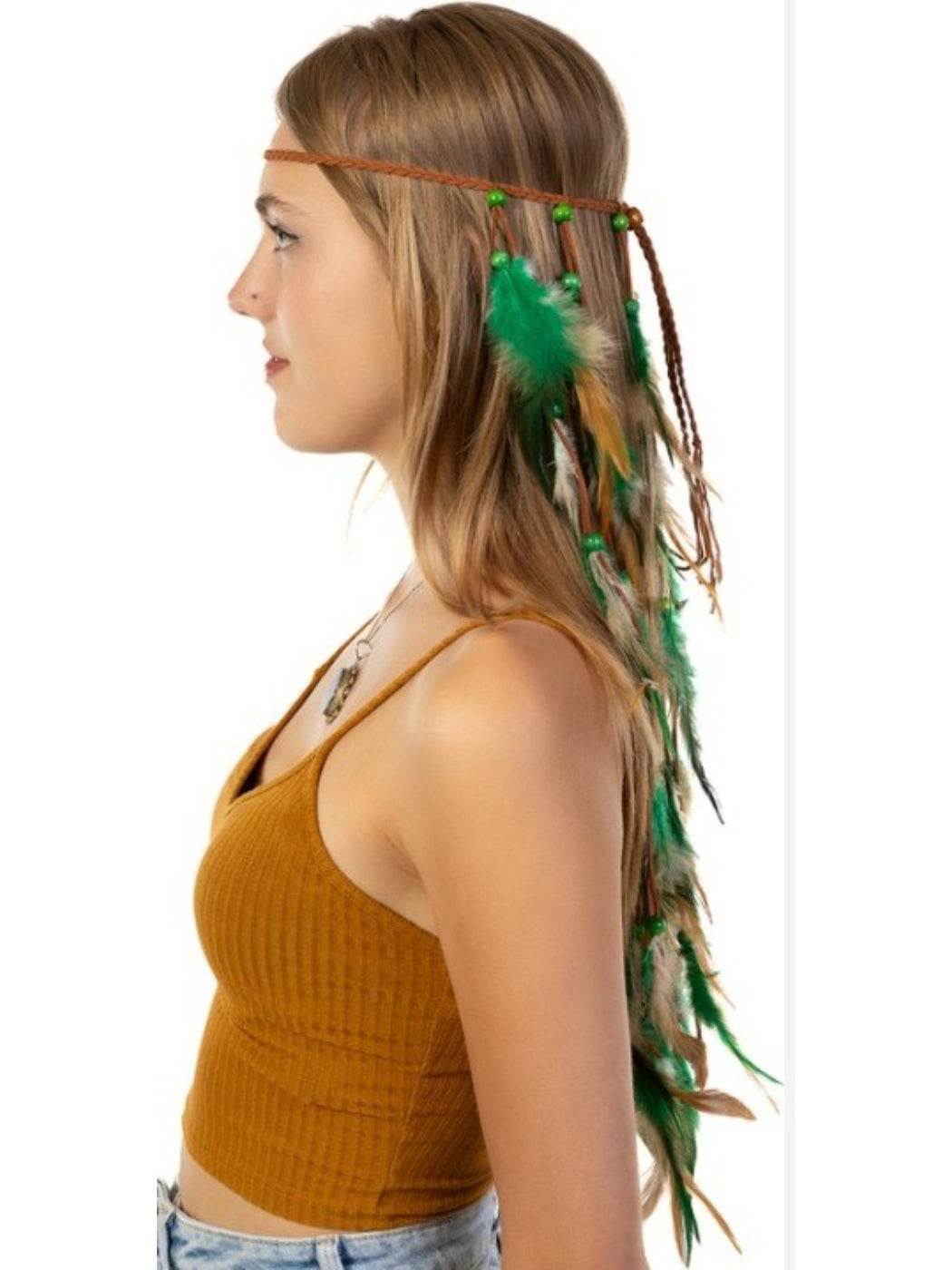 Hairish - Boho Feather Tassel Hair Headpiece with Beads