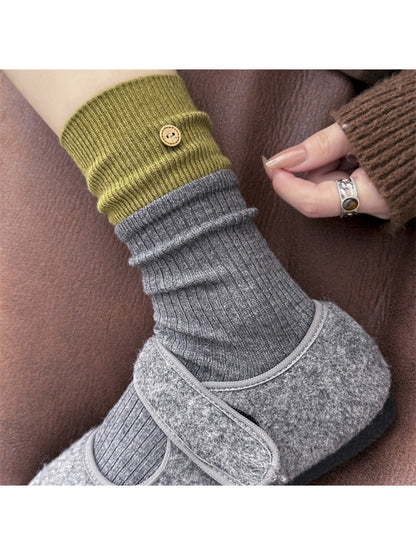 Rufia - Contrast Cuff Button Detail Crew Socks product image 6