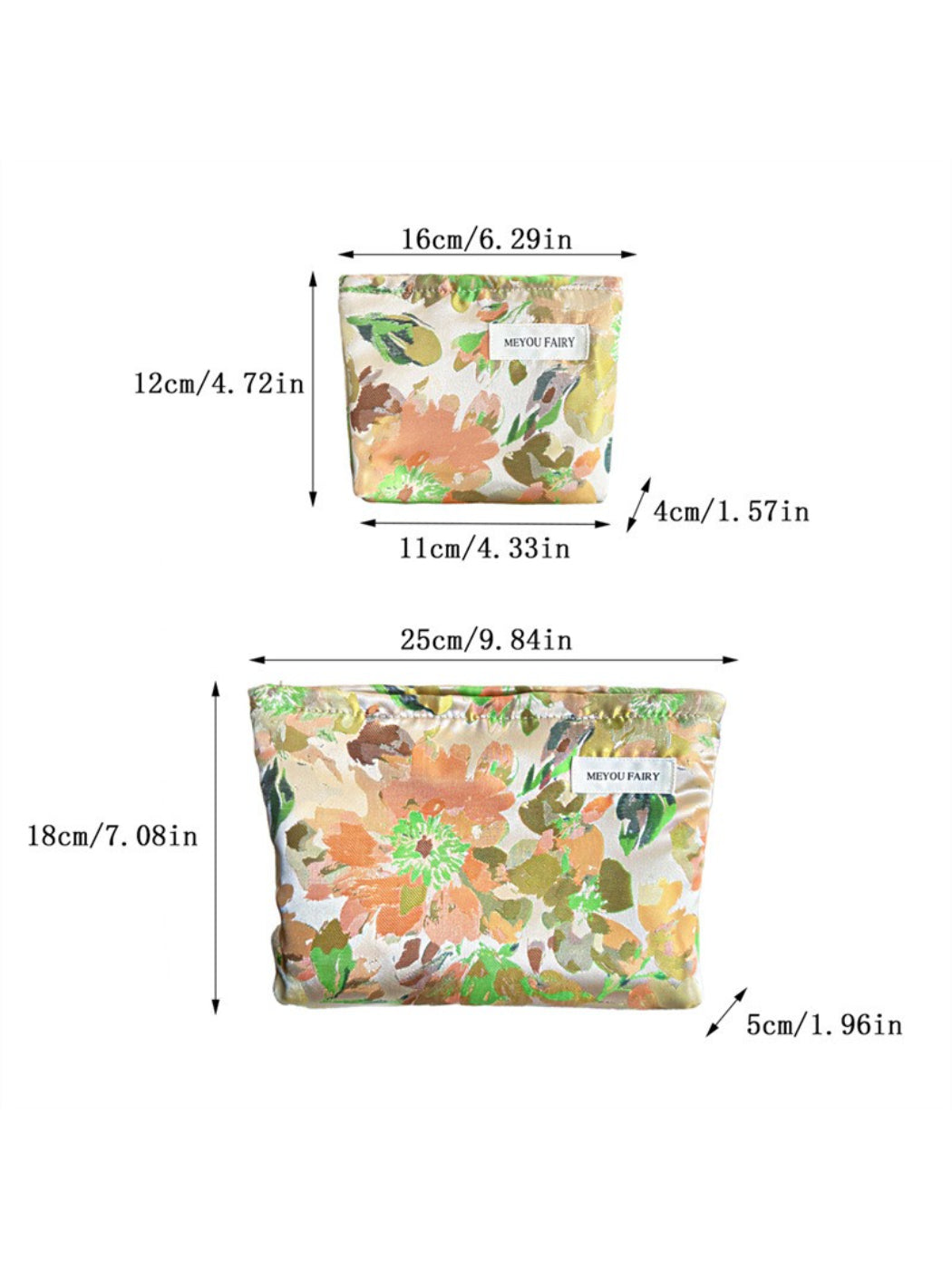 Cosbai - Elegant Watercolor Floral Cosmetic Bag
