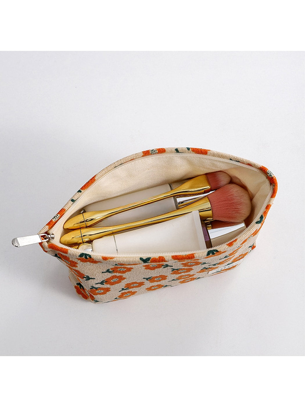 Cosbai - Vintage Floral Print Handheld Makeup Bag