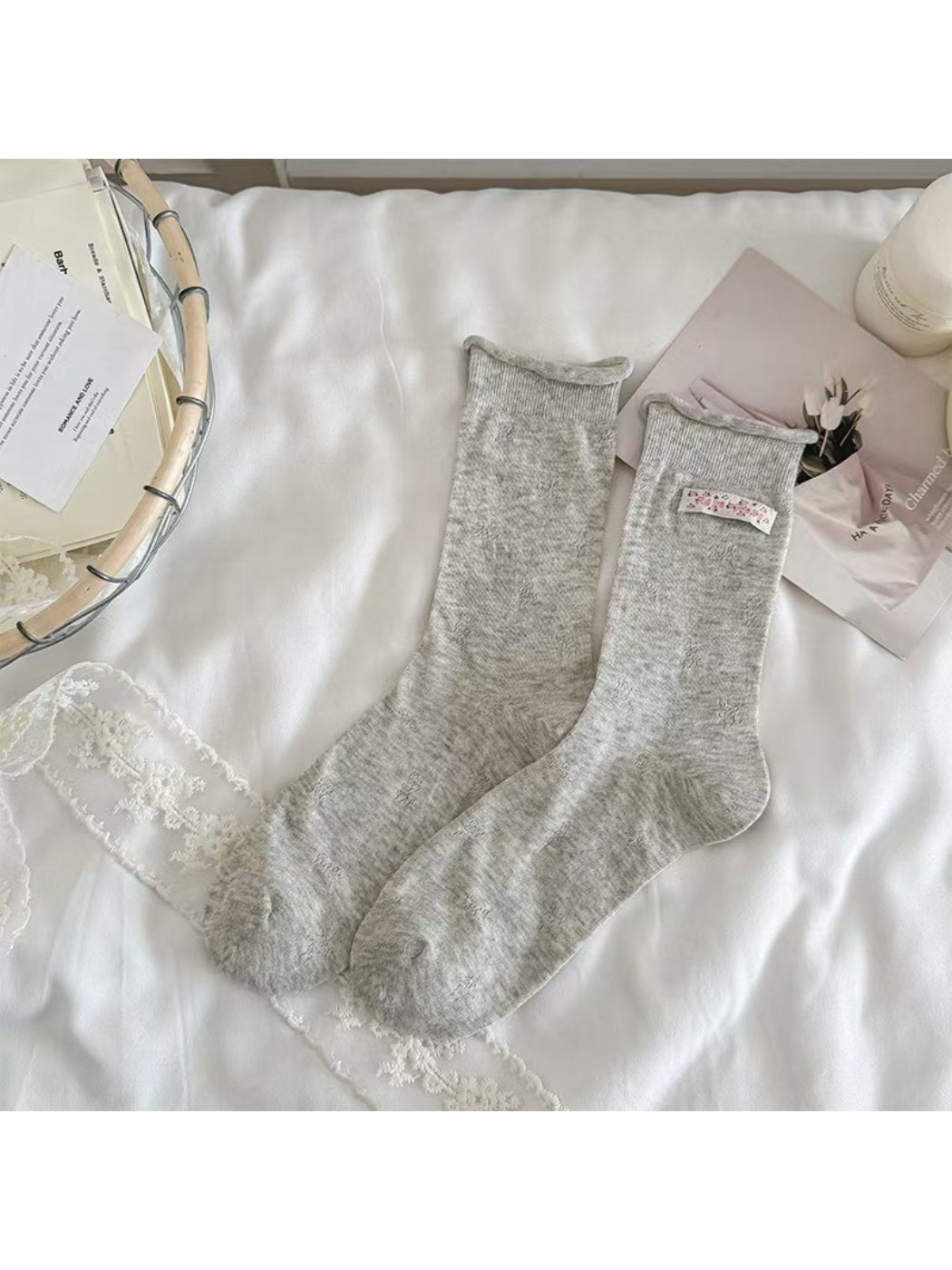 Rufia - Floral Detail Knit Crew Socks product image 7