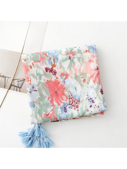 Scarvii - Soft Painterly Floral Pattern Scarf