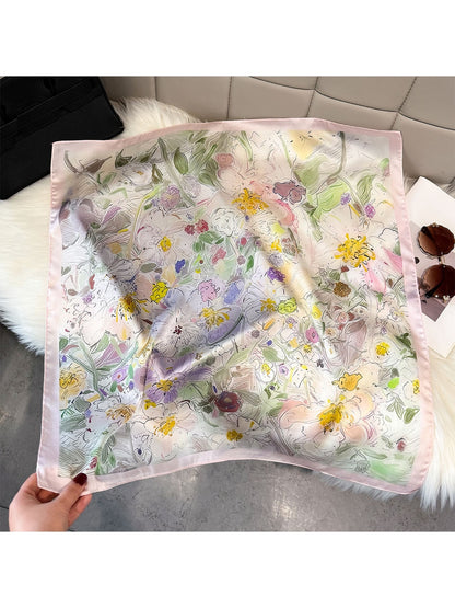 Scarvii Watercolor Floral Print Square Scarf product image